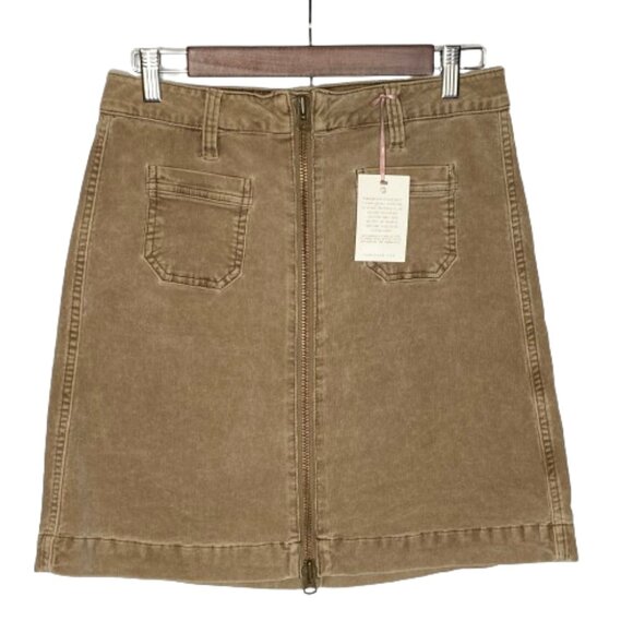 Jag Womens McCamey Zip Front Corduroy Skirt Size 4 Toffee Boho Western Preppy - Picture 1 of 13